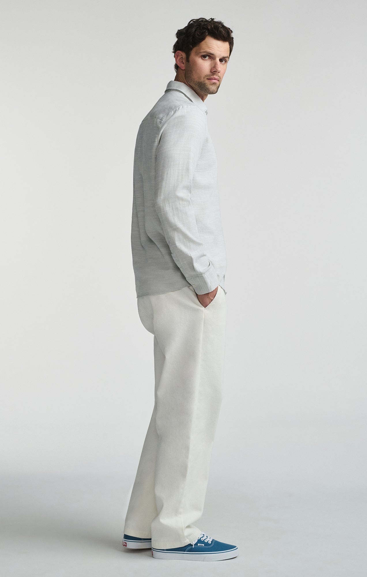 LONG SLEEVE BUTTON-UP SHIRT IN OIL GREEN - Mavi Jeans