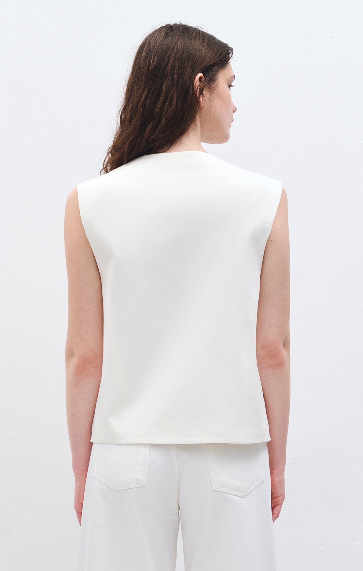 BUTTON VEST IN ANTIQUE WHITE - Mavi Jeans