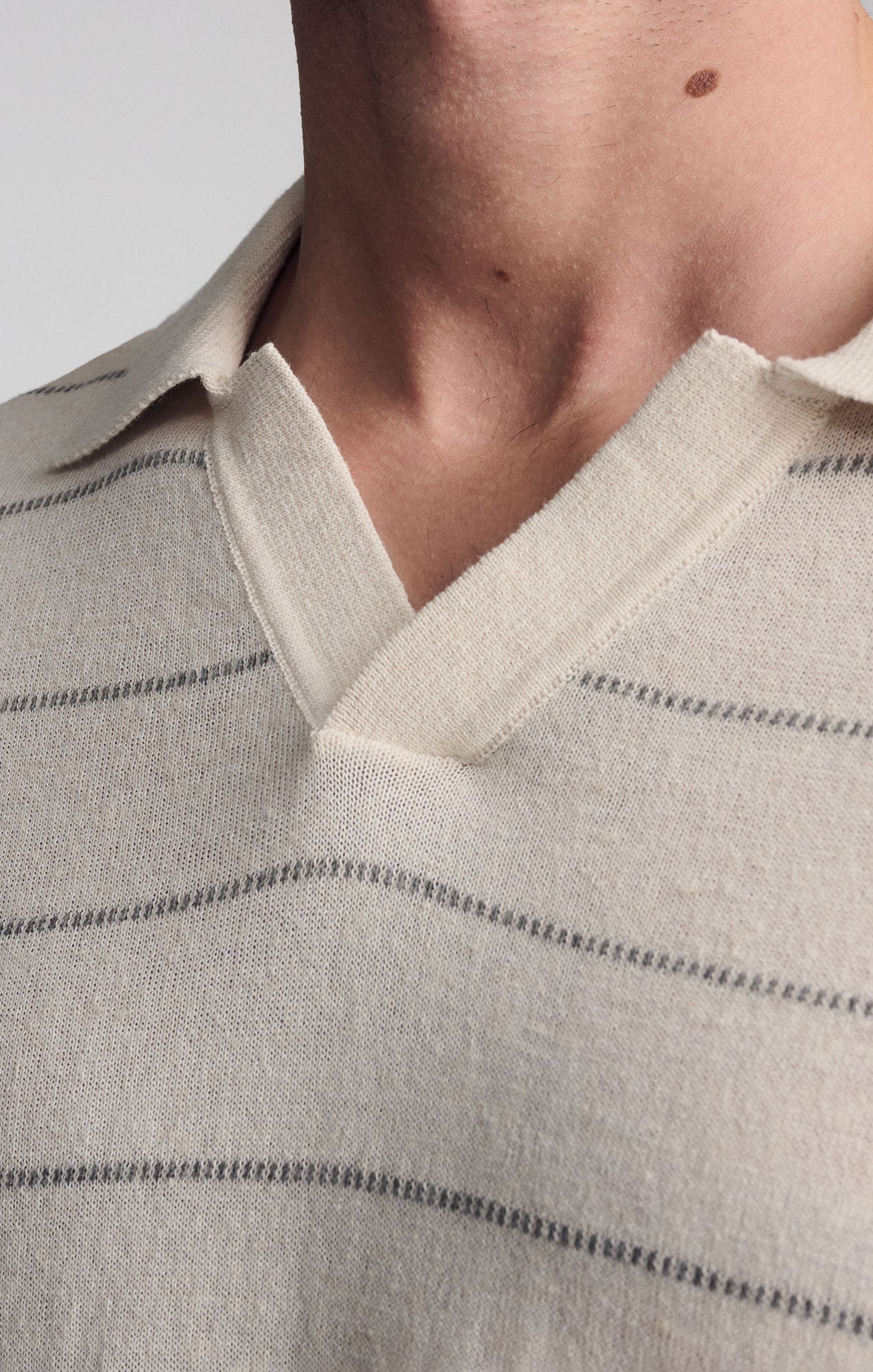 Mavi Men's Polo Collar Short Sleeve Sweater In Antique White