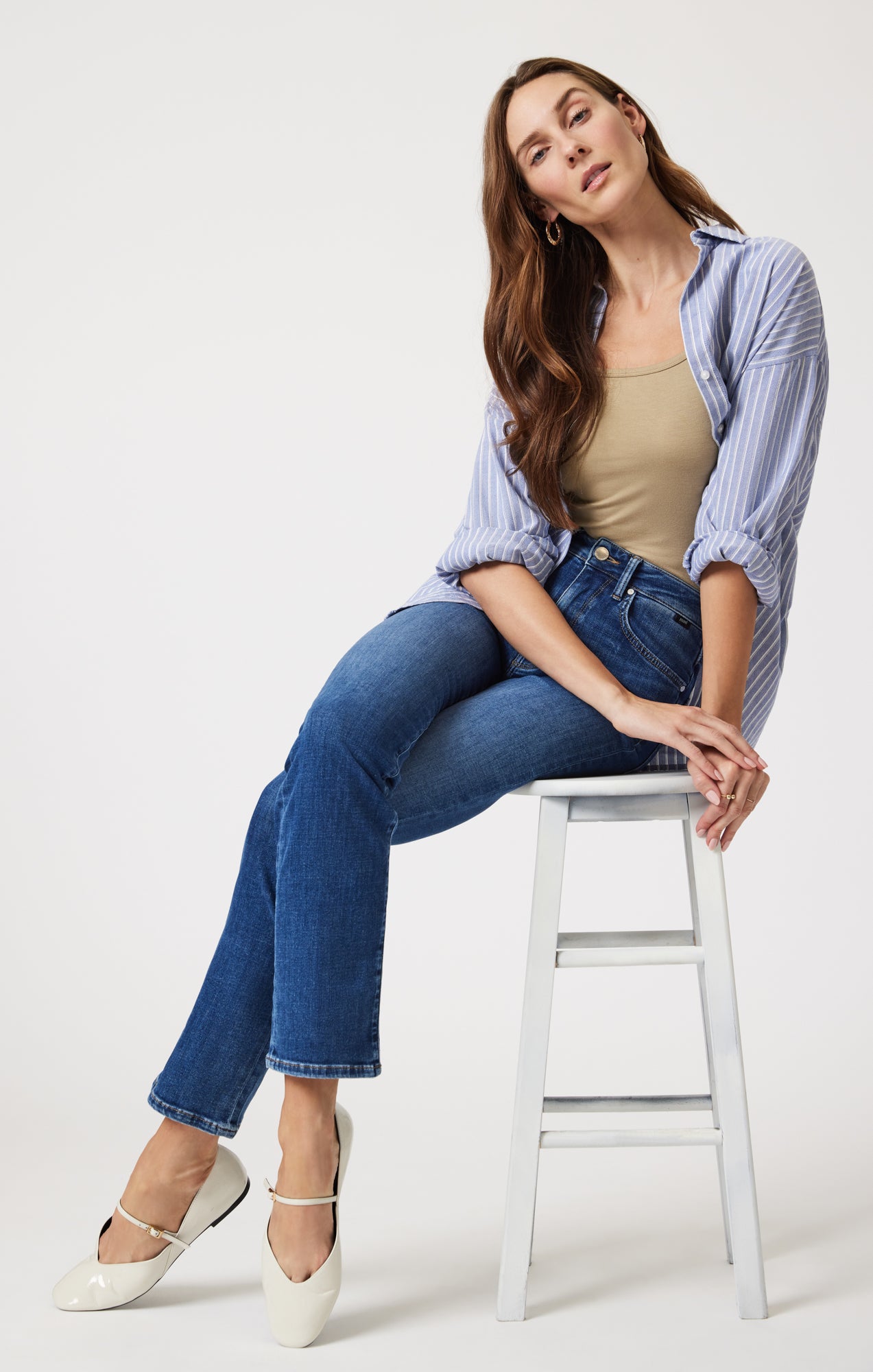 KENDRA STRAIGHT LEG IN DARK BRUSHED FEATHER BLUE - Mavi Jeans