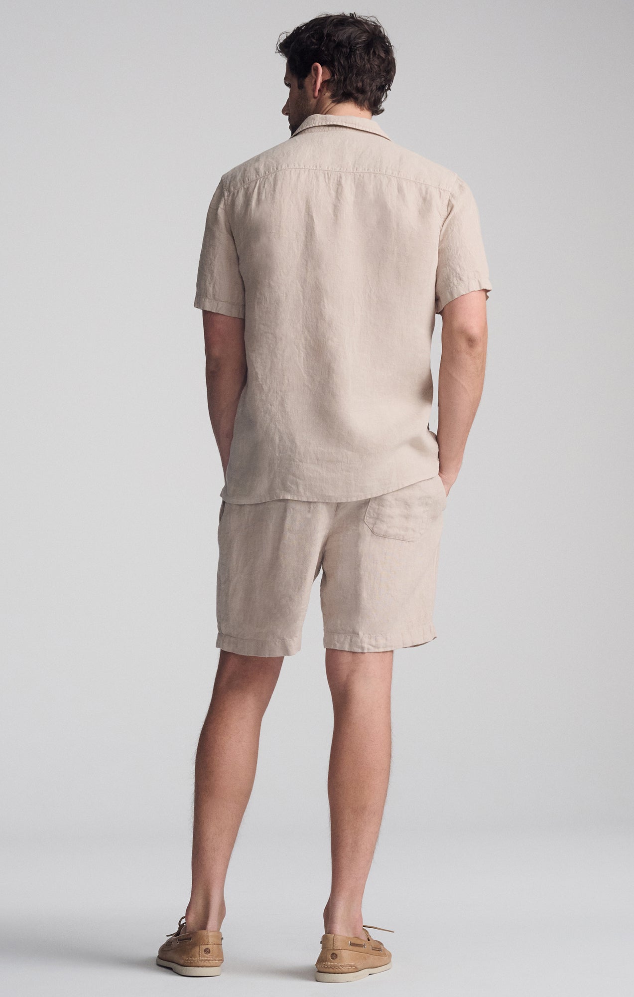 LINEN SHORT SLEEVE SHIRT IN SAND - Mavi Jeans