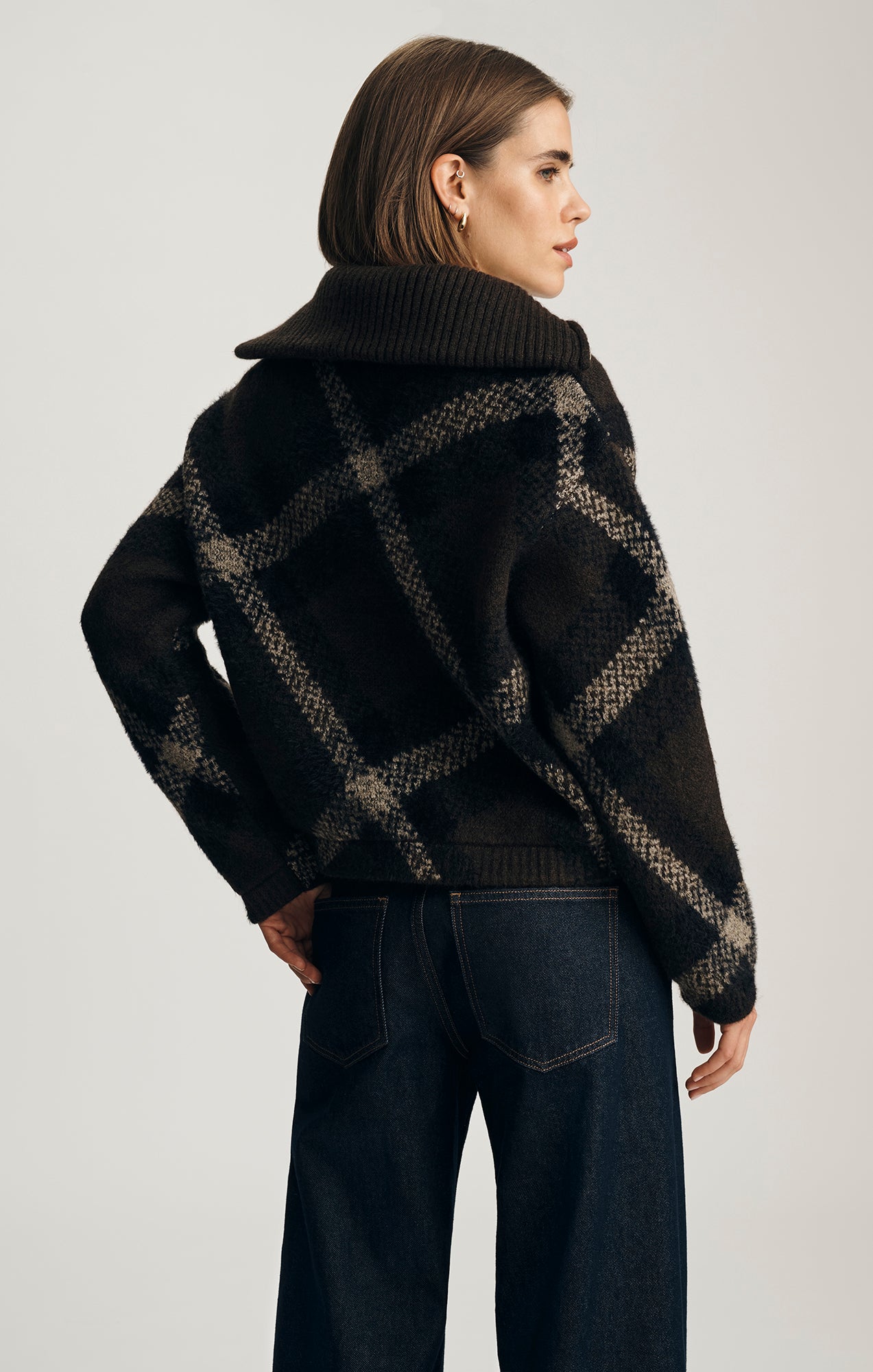 ZIP-UP CARDIGAN IN CHOCOLATE MARTINI - Mavi Jeans