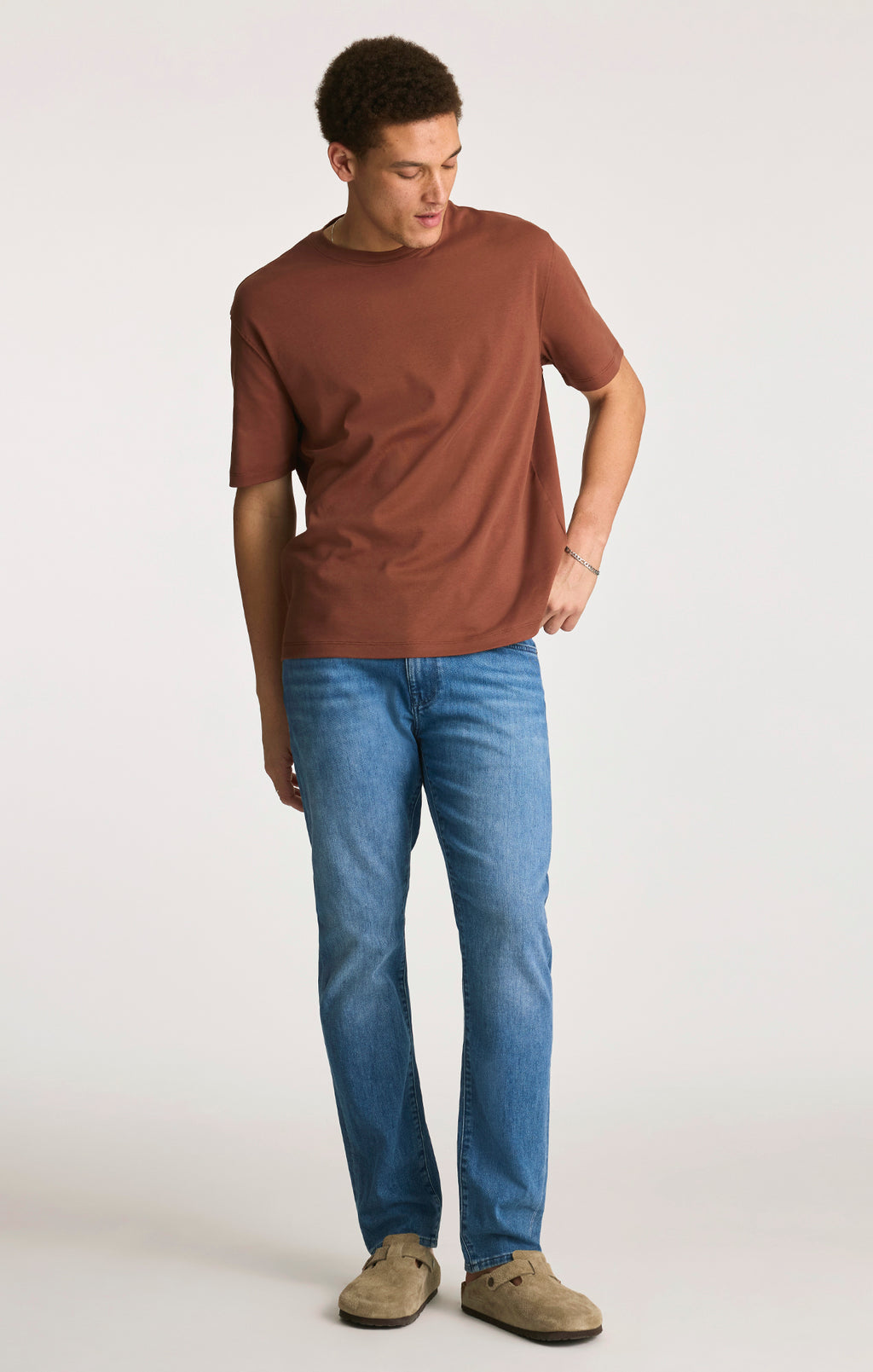 INTERLOCK CREW NECK T-SHIRT IN BRUNETTE - Mavi Jeans