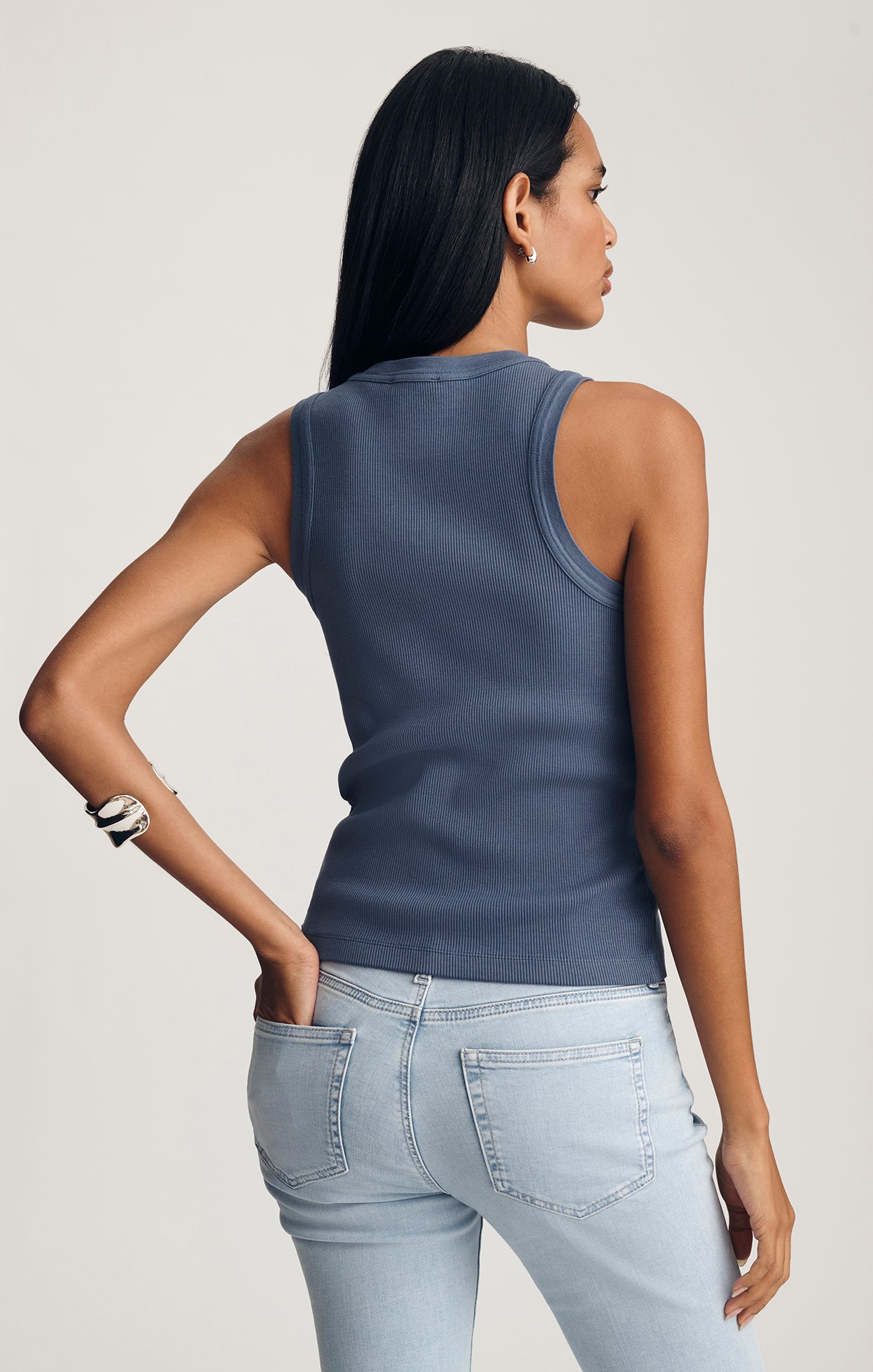 SCOOP NECK TANK TOP IN BLUE INDIGO - Mavi Jeans