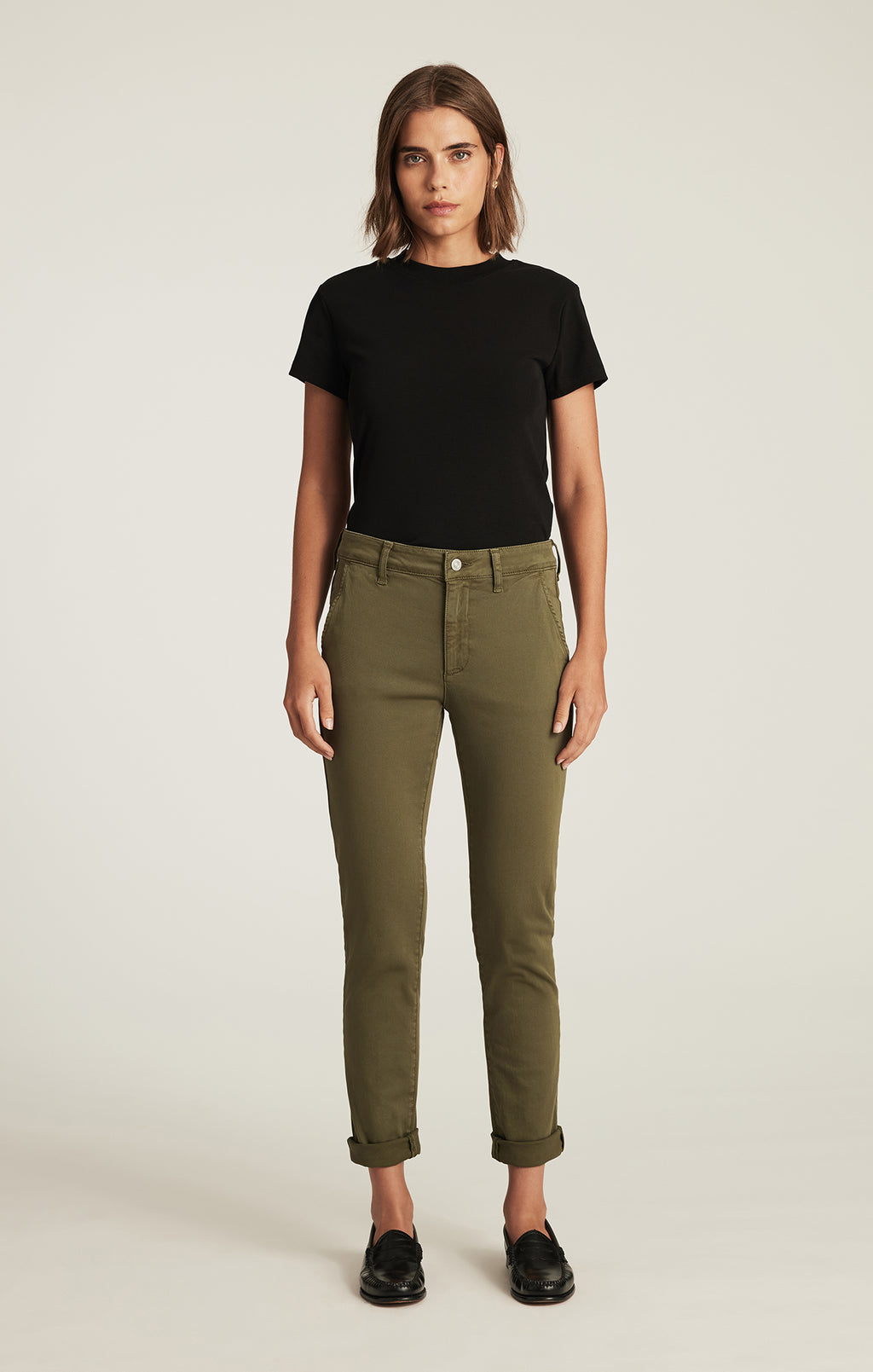 KATHLEEN SLIM BOYFRIEND IN DARK OLIVE CASUAL TWILL - Mavi Jeans