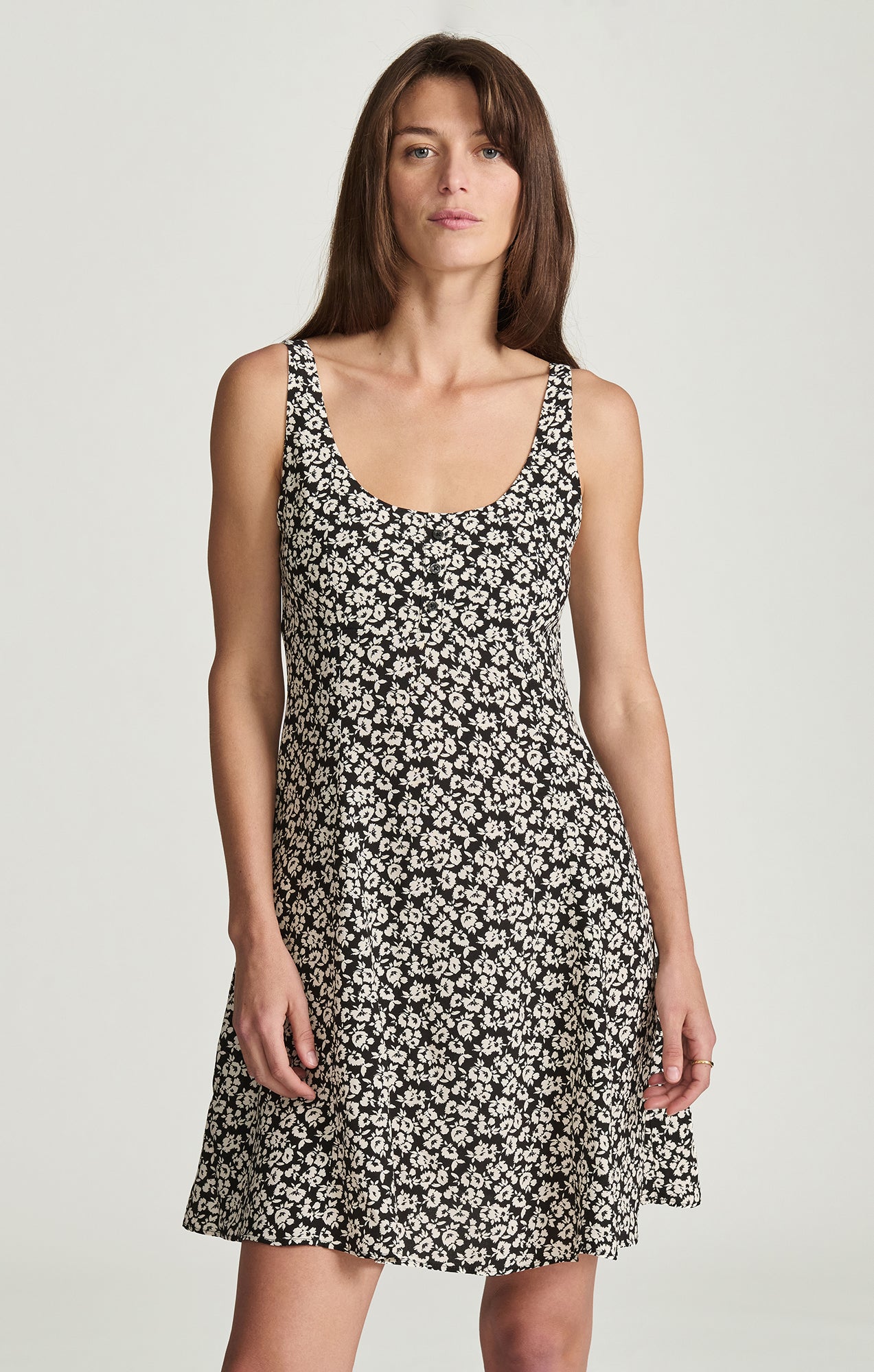 EMPIRE WAIST MINI DRESS IN NAVY FLOWER PRINT - Mavi Jeans