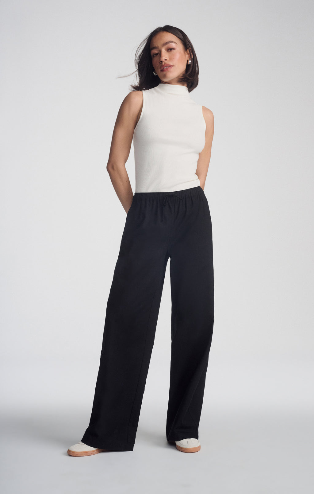 WOVEN LINEN PANTS IN BLACK - Mavi Jeans