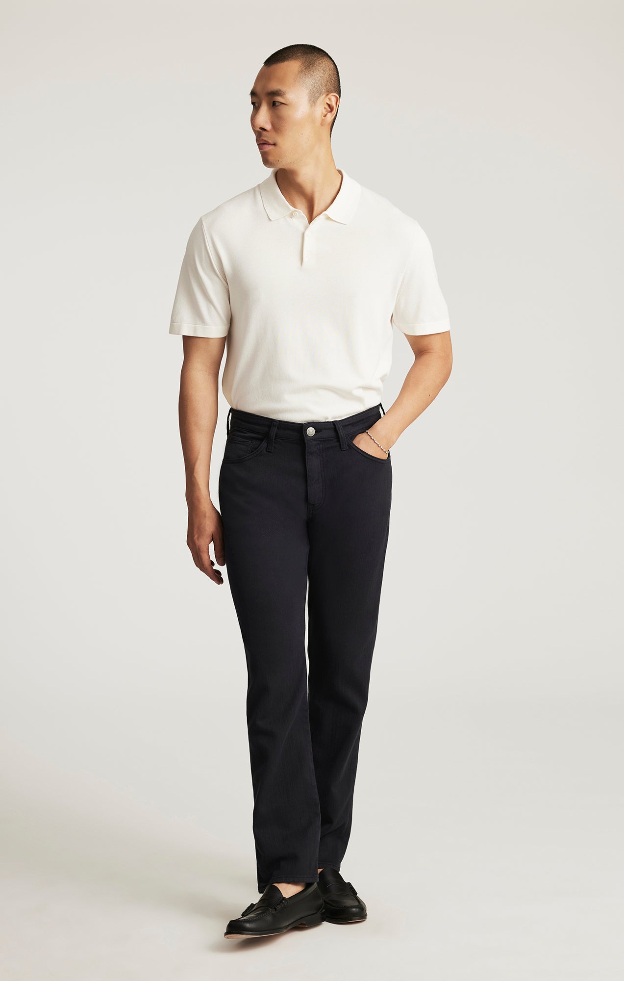 MARCUS SLIM STRAIGHT LEG IN NAVY HERRINGBONE - Mavi Jeans
