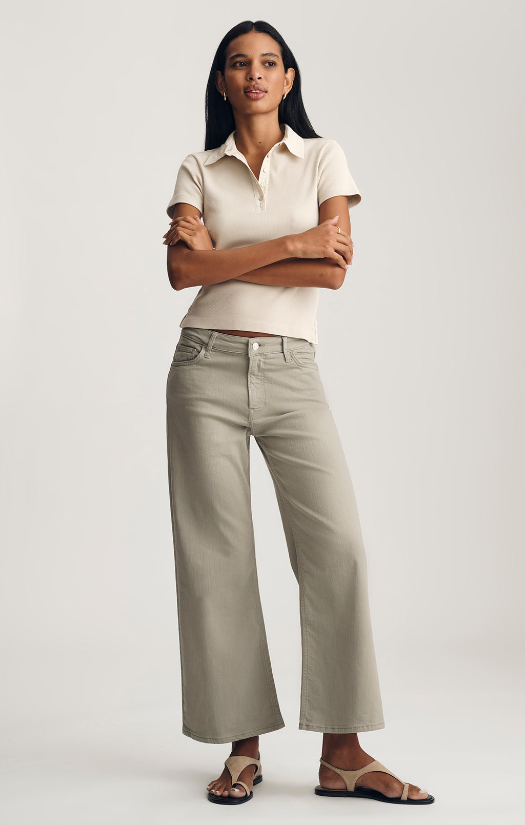 POLO T-SHIRT IN OYSTER GRAY