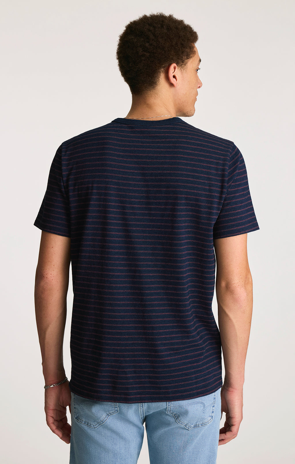 CREW NECK T-SHIRT IN INDIGO STRIPE - Mavi Jeans