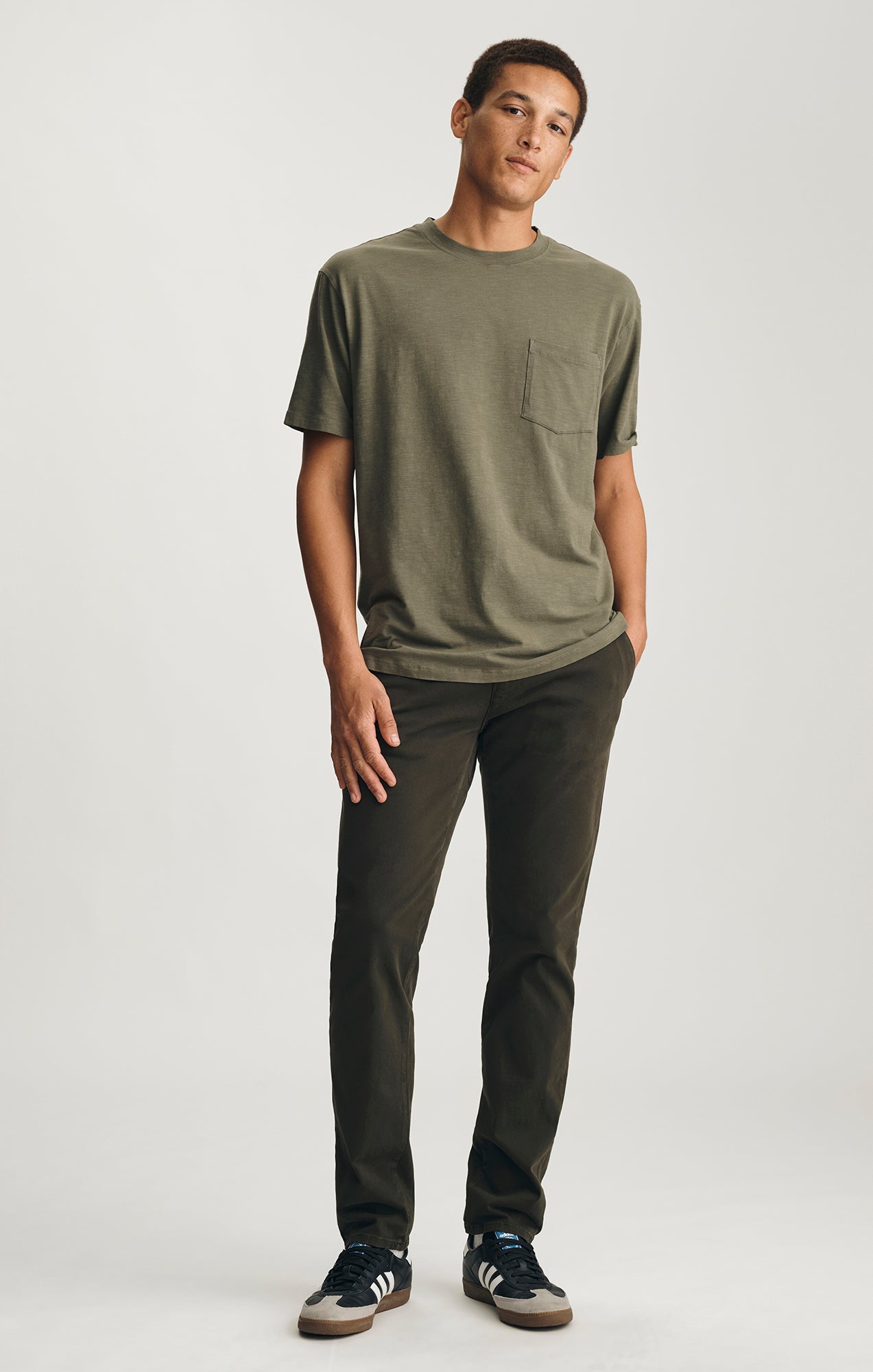 MILTON SLIM STRAIGHT CHINO IN DARK GREEN CASUAL TWILL