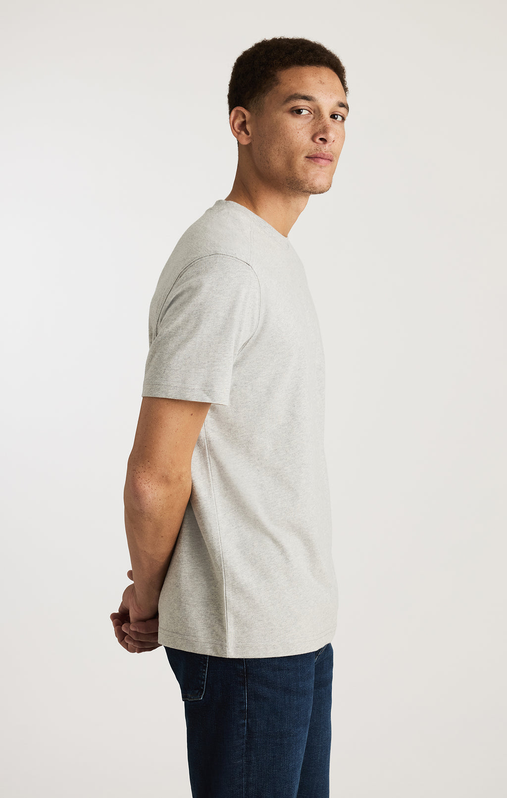 BASIC SHORT SLEEVE T-SHIRT IN GREY MELANGE