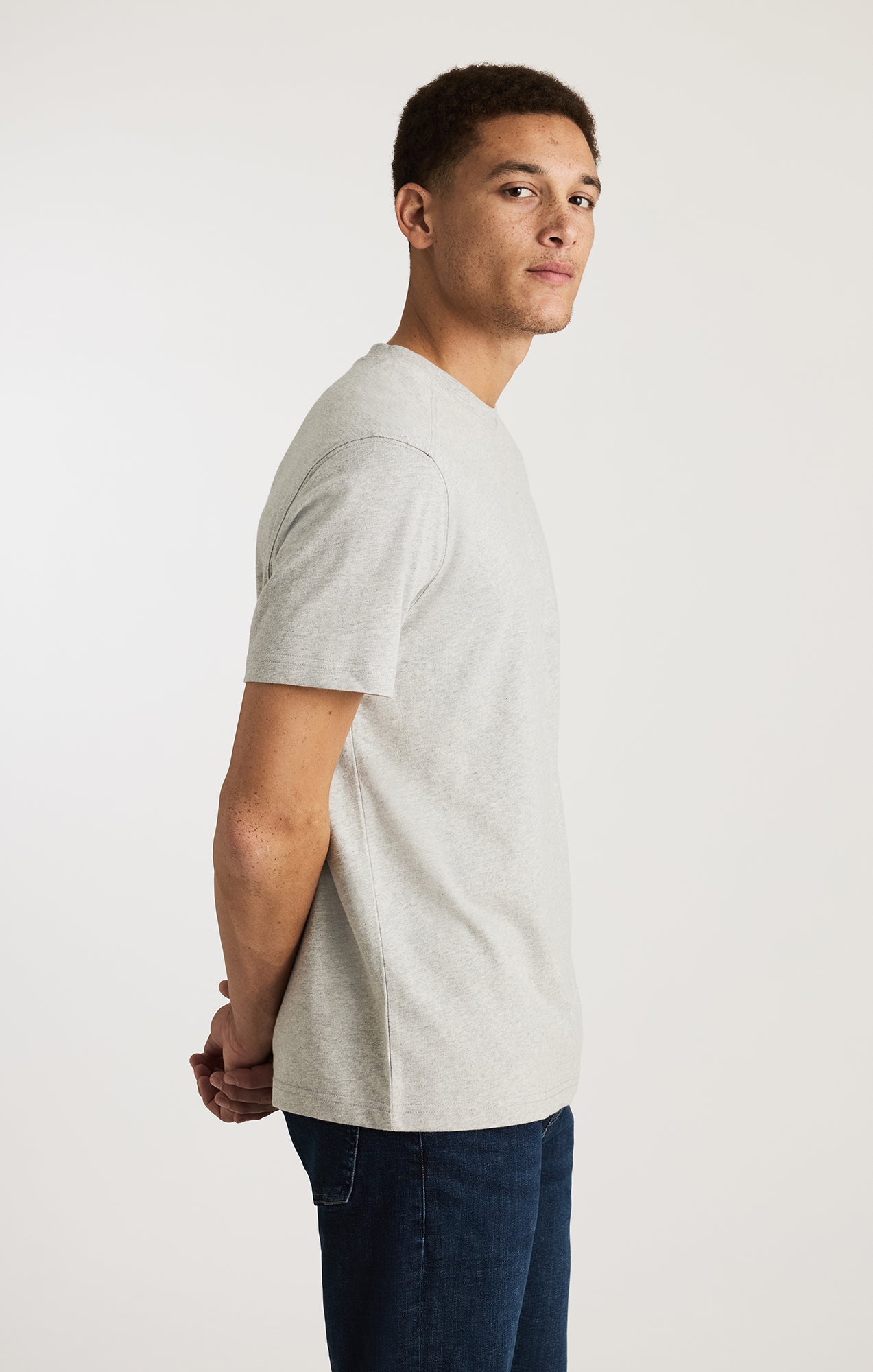 BASIC SHORT SLEEVE T-SHIRT IN GREY MELANGE