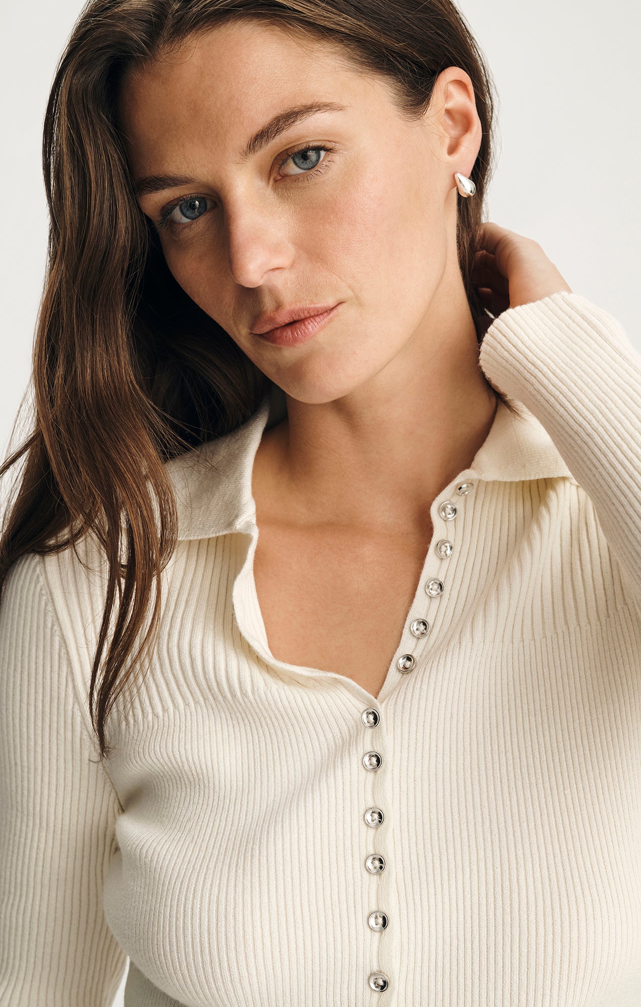 BUTTON-UP CARDIGAN IN COCONUT MILK