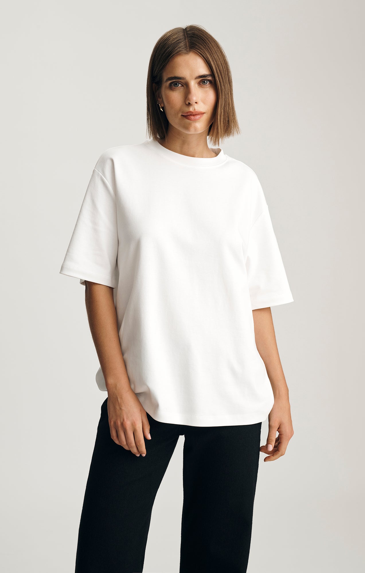 ZOE INTERLOCK CREW NECK T-SHIRT IN WHITE - Mavi Jeans