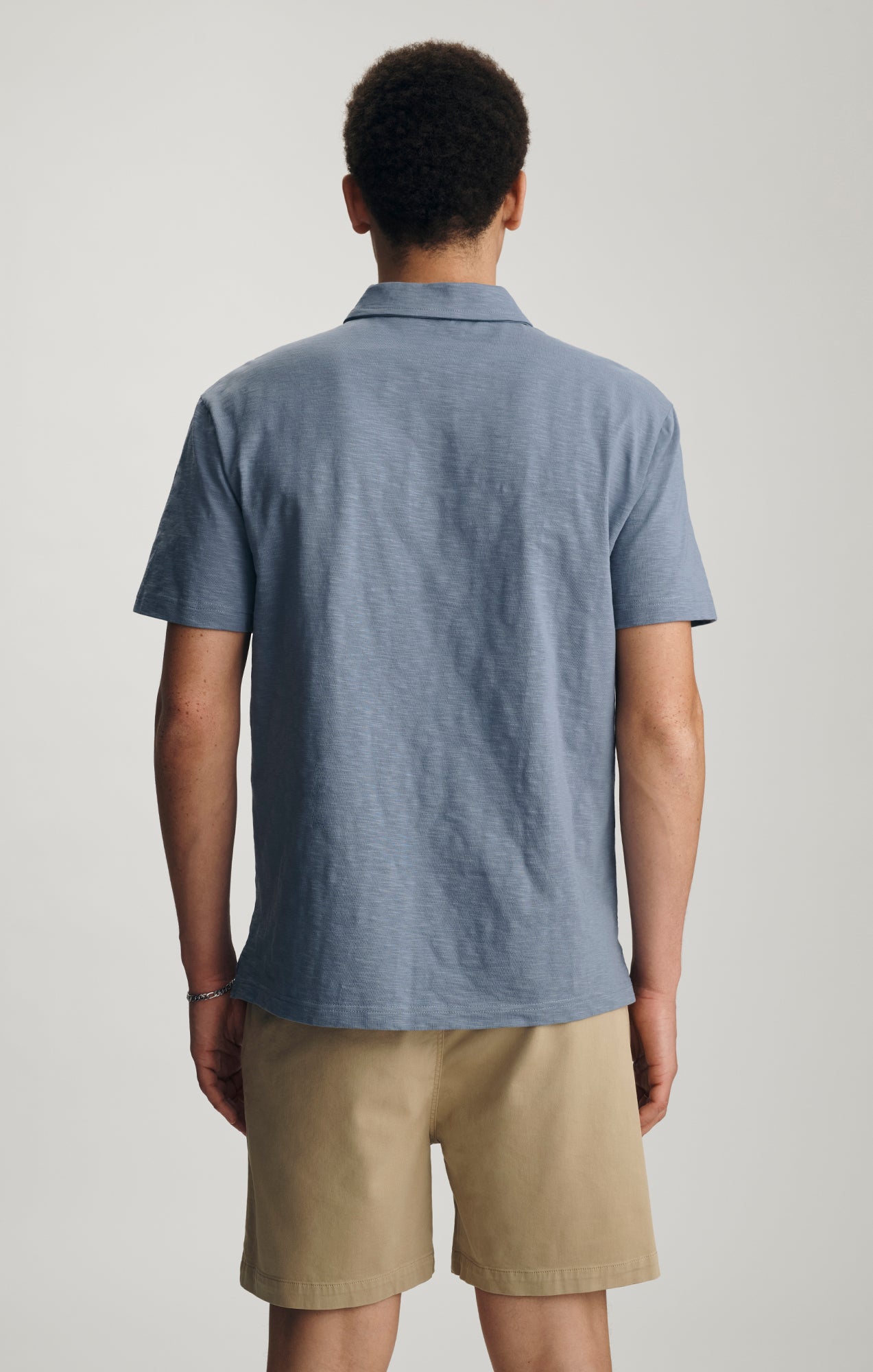 SLUB POLO T-SHIRT IN FLINT STONE