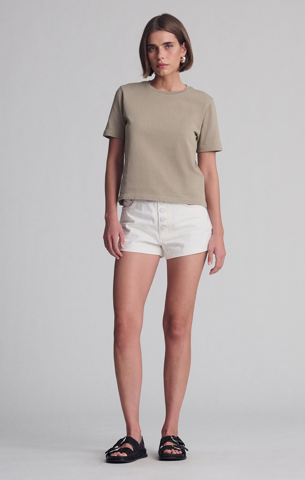 SHORT SLEEVE CREW NECK T-SHIRT IN CHINCHILLA - Mavi Jeans