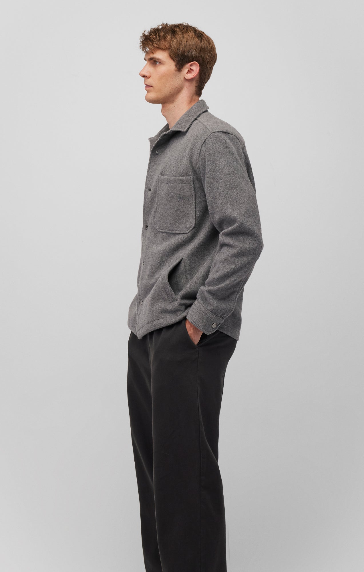 ONE POCKET LONG SLEEVE BUTTON-UP SHIRT IN ANTHRACITE - Mavi Jeans
