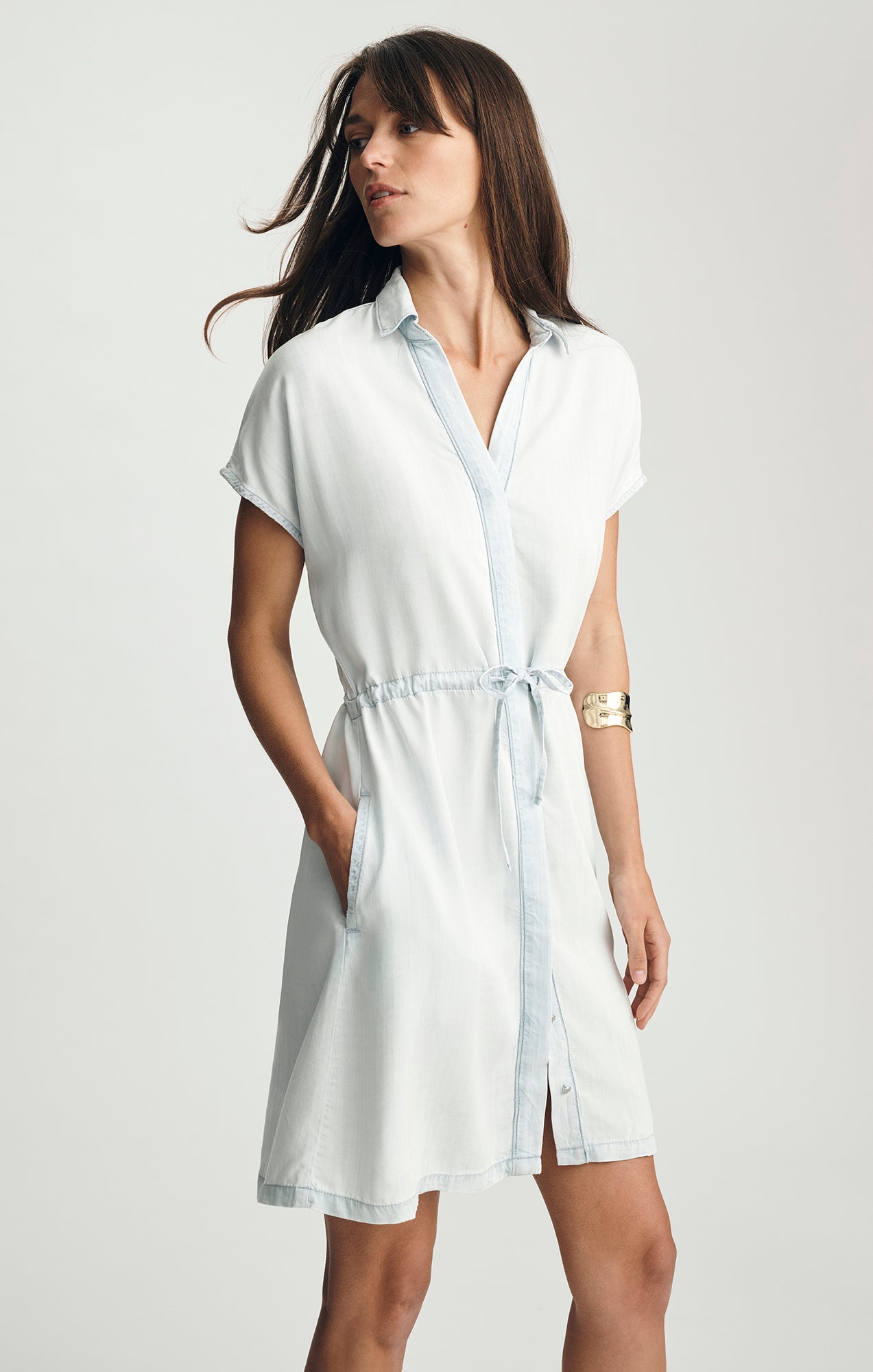 NIRA MIDI SHIRTDRESS IN LIGHT BLUE MAVITERRENEAN - Mavi Jeans