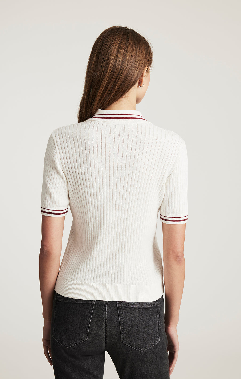 SHORT SLEEVE POLO SWEATER IN ANTIQUE WHITE - Mavi Jeans