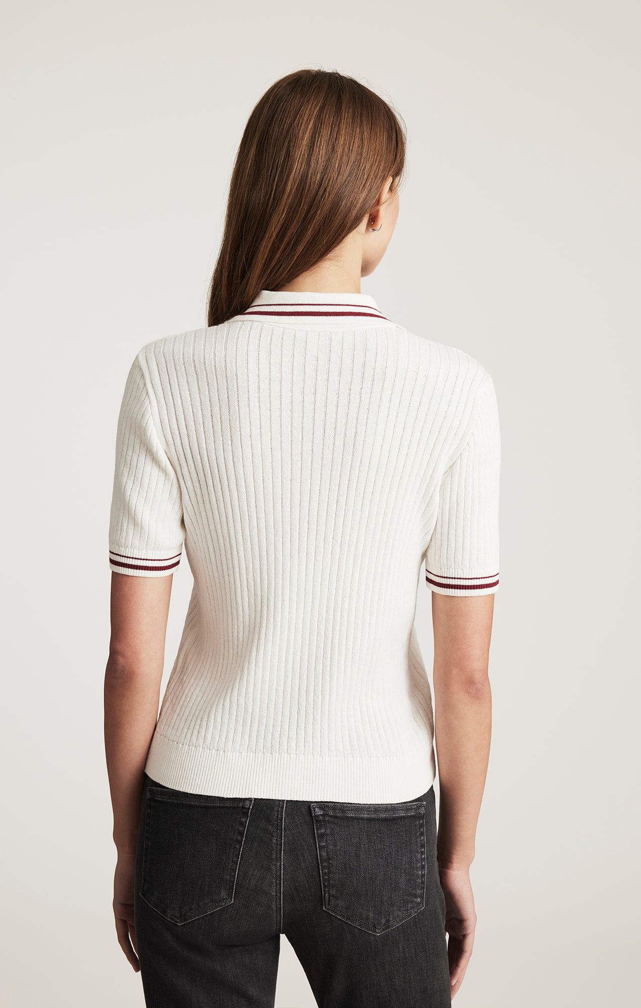 SHORT SLEEVE POLO SWEATER IN ANTIQUE WHITE - Mavi Jeans