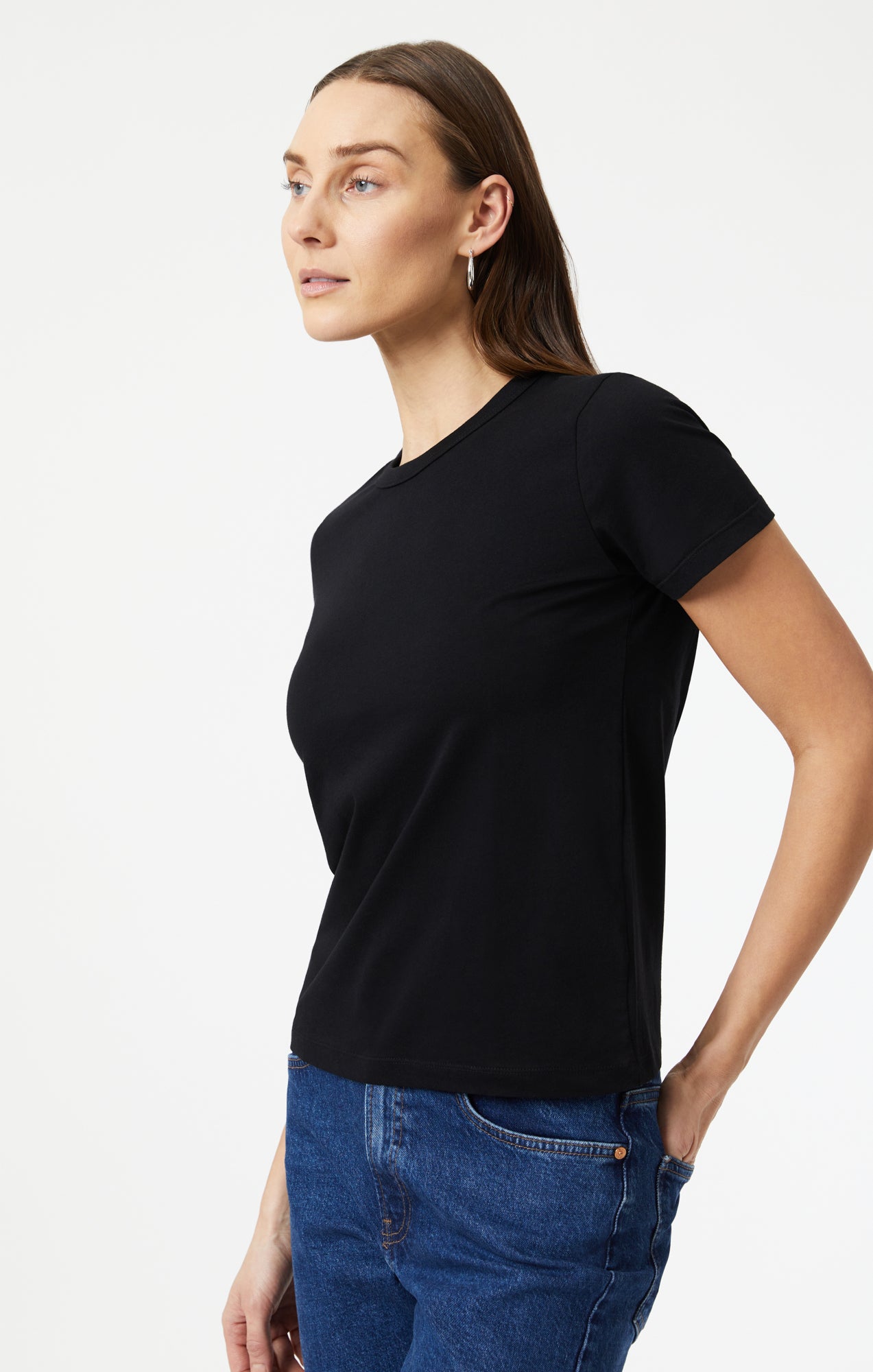 SLIM CREW NECK T-SHIRT IN BLACK - Mavi Jeans