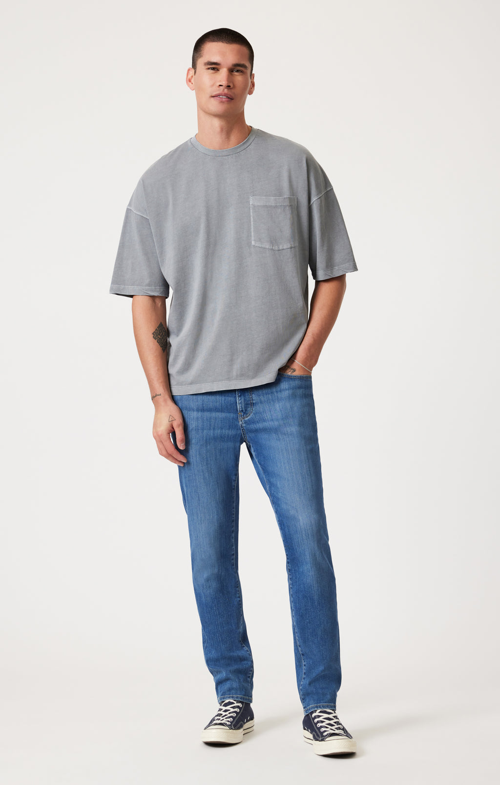 BOXY POCKET T-SHIRT IN WILD DOVE - Mavi Jeans