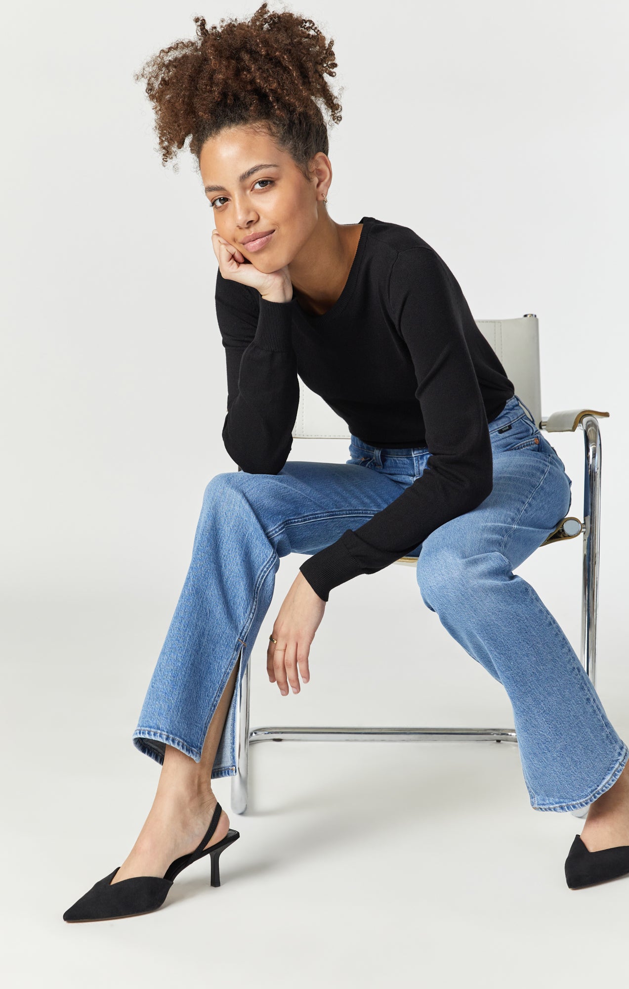 PARIS SLIT SLIM STRAIGHT LEG IN MID RECYCLED BLUE - Mavi Jeans
