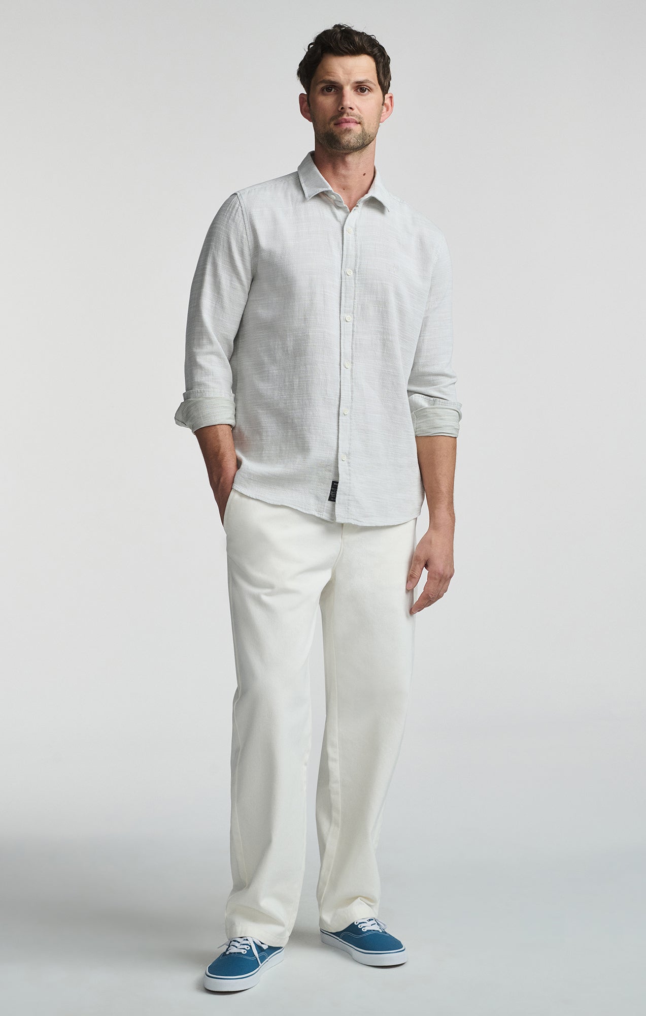 LONG SLEEVE BUTTON-UP SHIRT IN OIL GREEN - Mavi Jeans