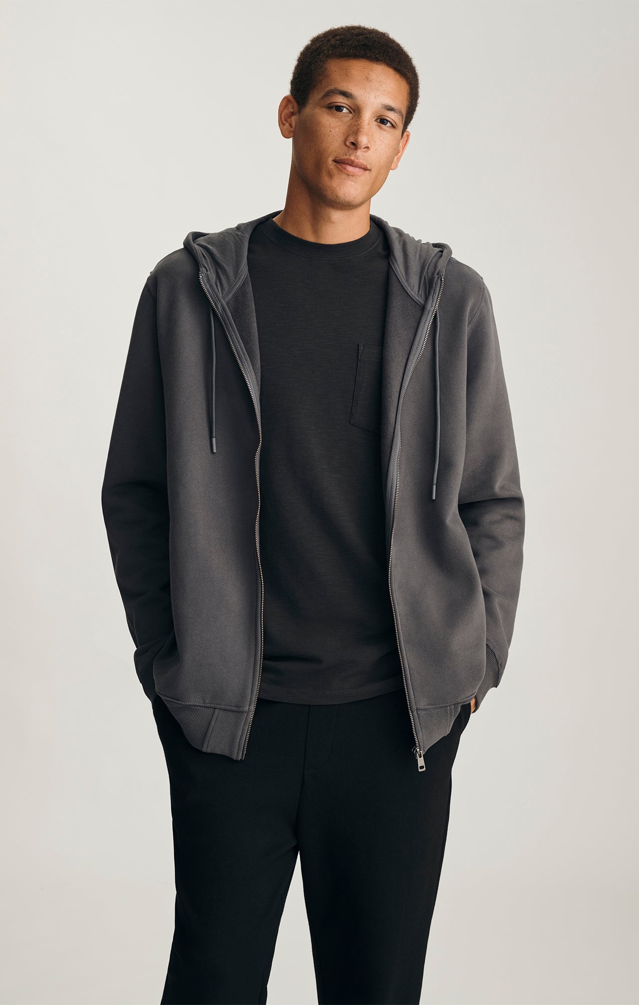 FULL ZIP HOODIE IN ASPHALT