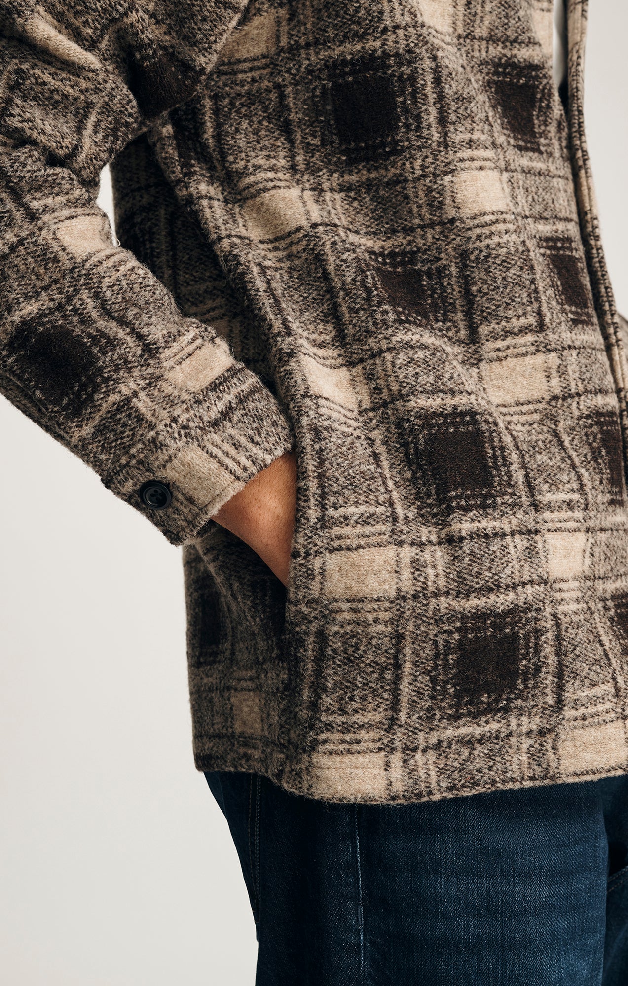 PLAID BUTTON-UP OVERSHIRT IN BROWN - Mavi Jeans