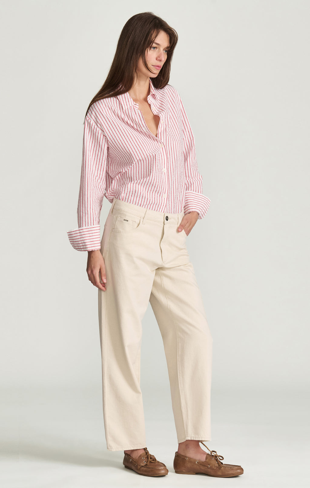 LEILA BARREL IN ECRU LINEN MAVI EDITION - Mavi Jeans