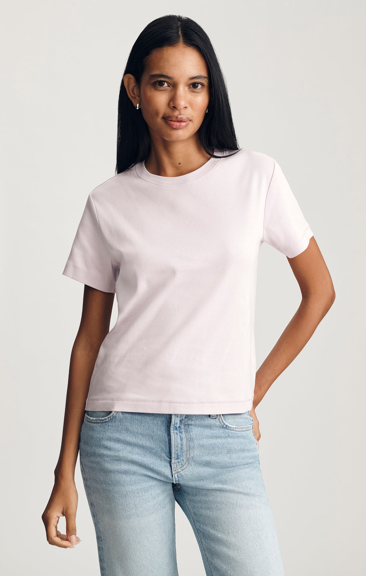 NINA CREW NECK T-SHIRT IN ORCHID HUSH - Mavi Jeans