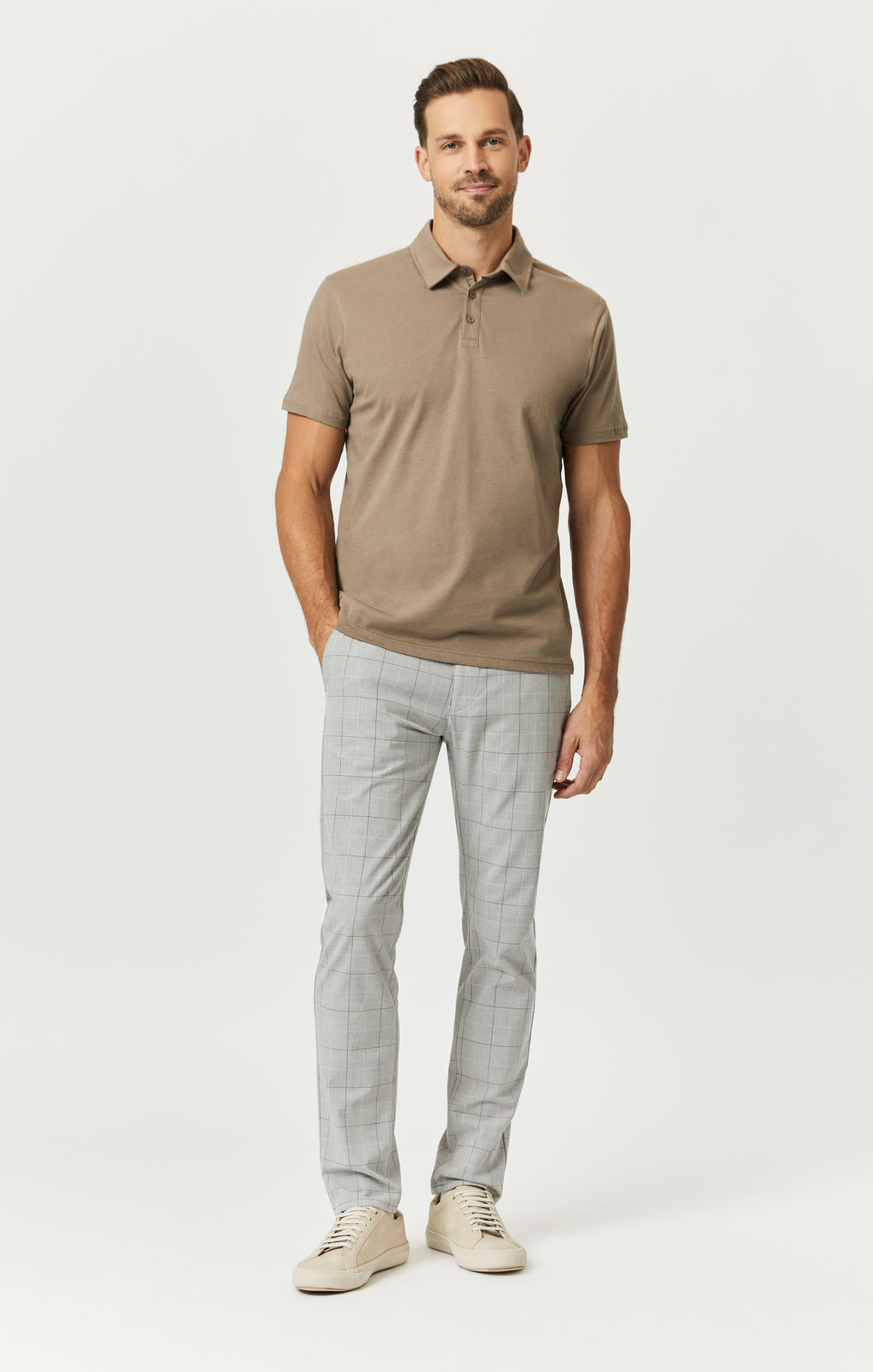 MILTON SLIM STRAIGHT CHINO IN LIGHT GREY CHECK - Mavi Jeans