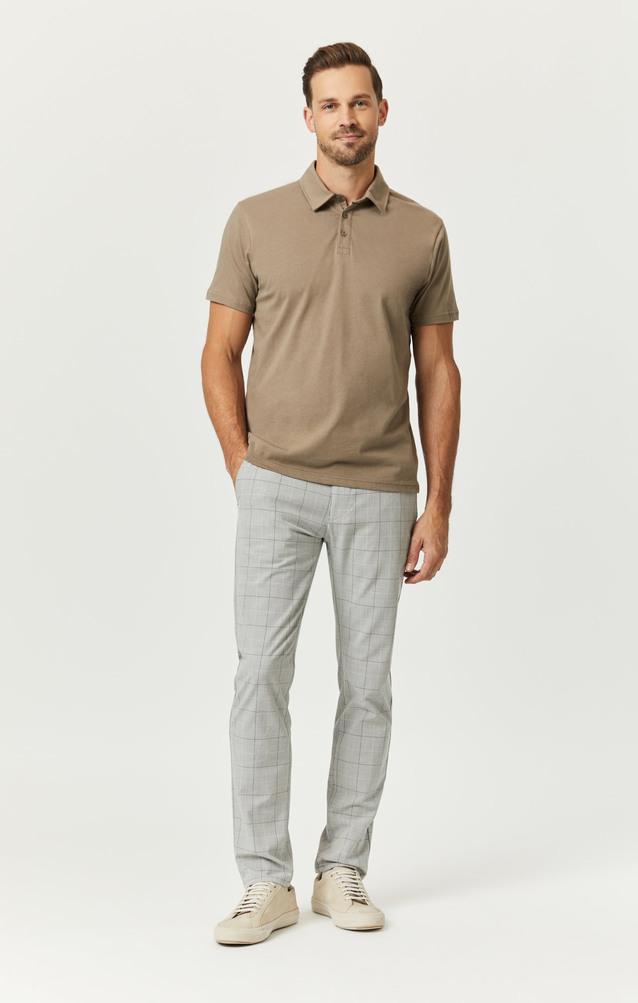MILTON SLIM STRAIGHT CHINO IN LIGHT GREY CHECK - Mavi Jeans