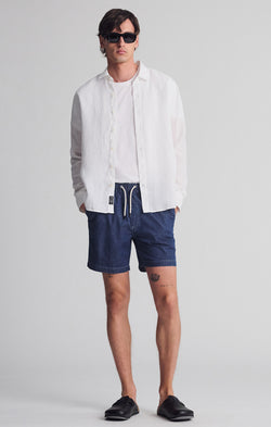 CLINT JOGGER SHORTS IN NAVY CHAMBRAY - Mavi Jeans
