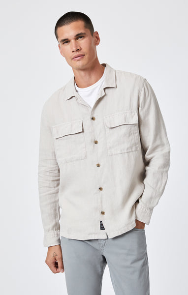 Mavi Men's Double Pocket Button-Up Shirt In Moonstruck