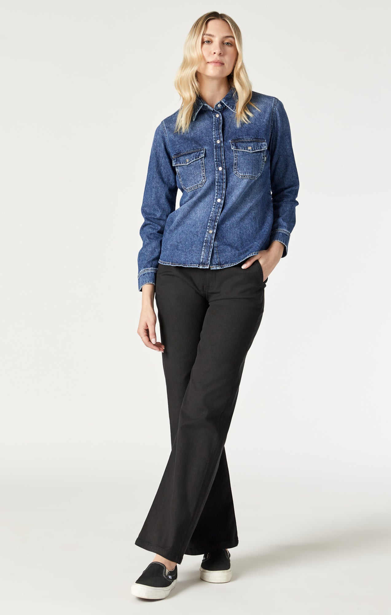 Black denim shirt store womens