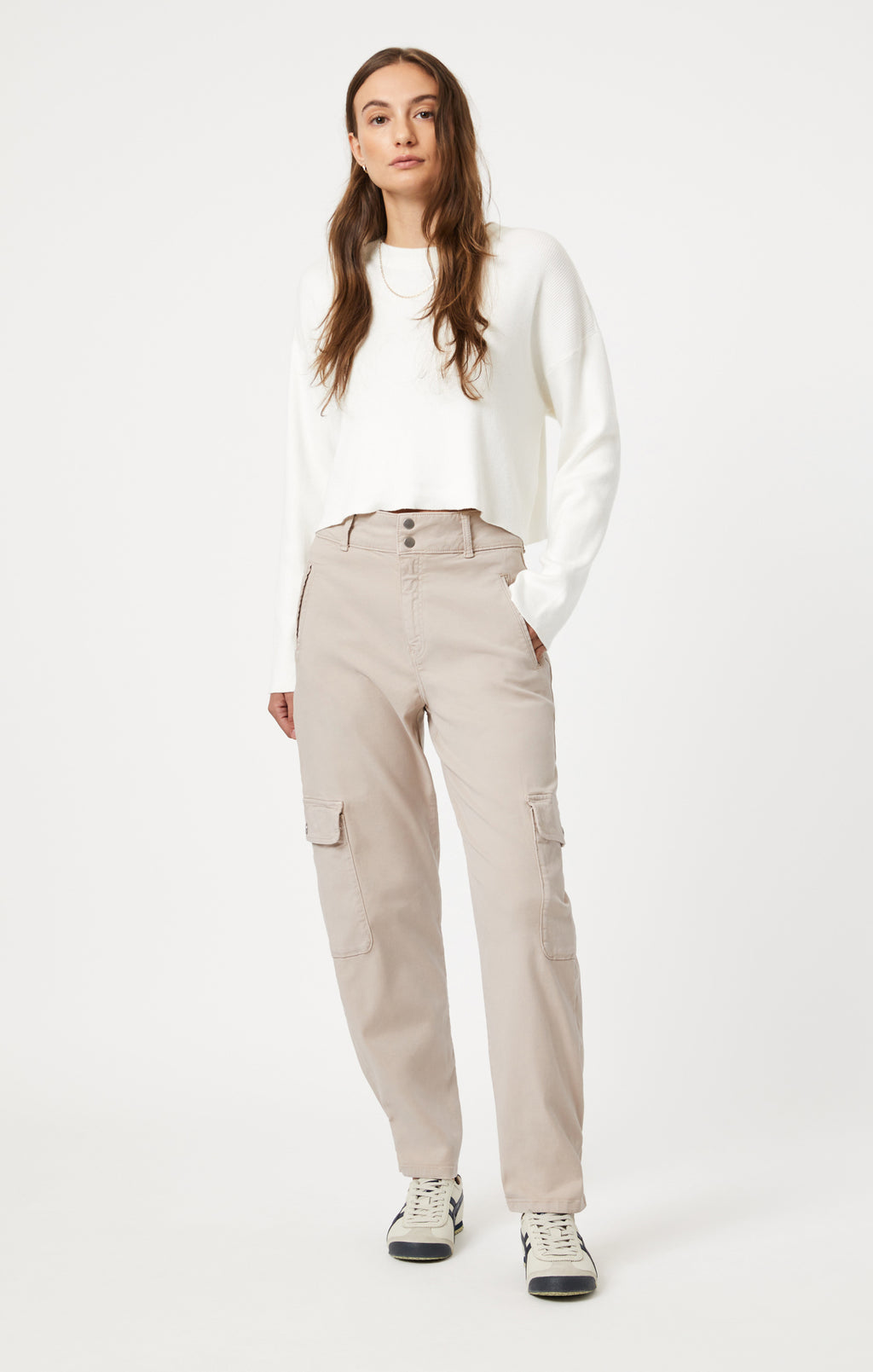 ELSIE CARGO PANTS IN SILVER GREY LUXE TWILL - Mavi Jeans