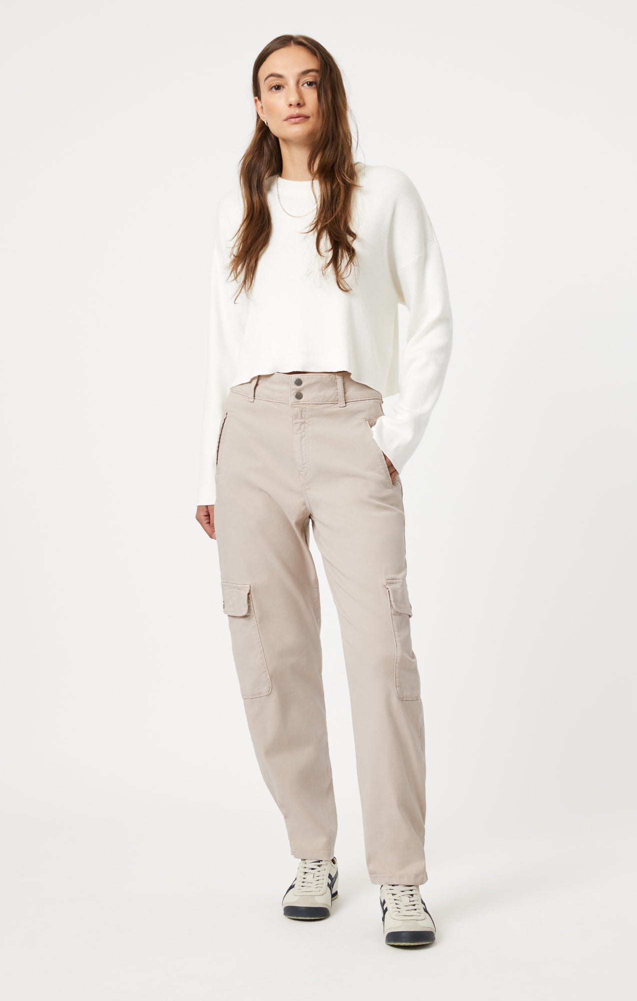 ELSIE CARGO PANTS IN SILVER GREY LUXE TWILL - Mavi Jeans