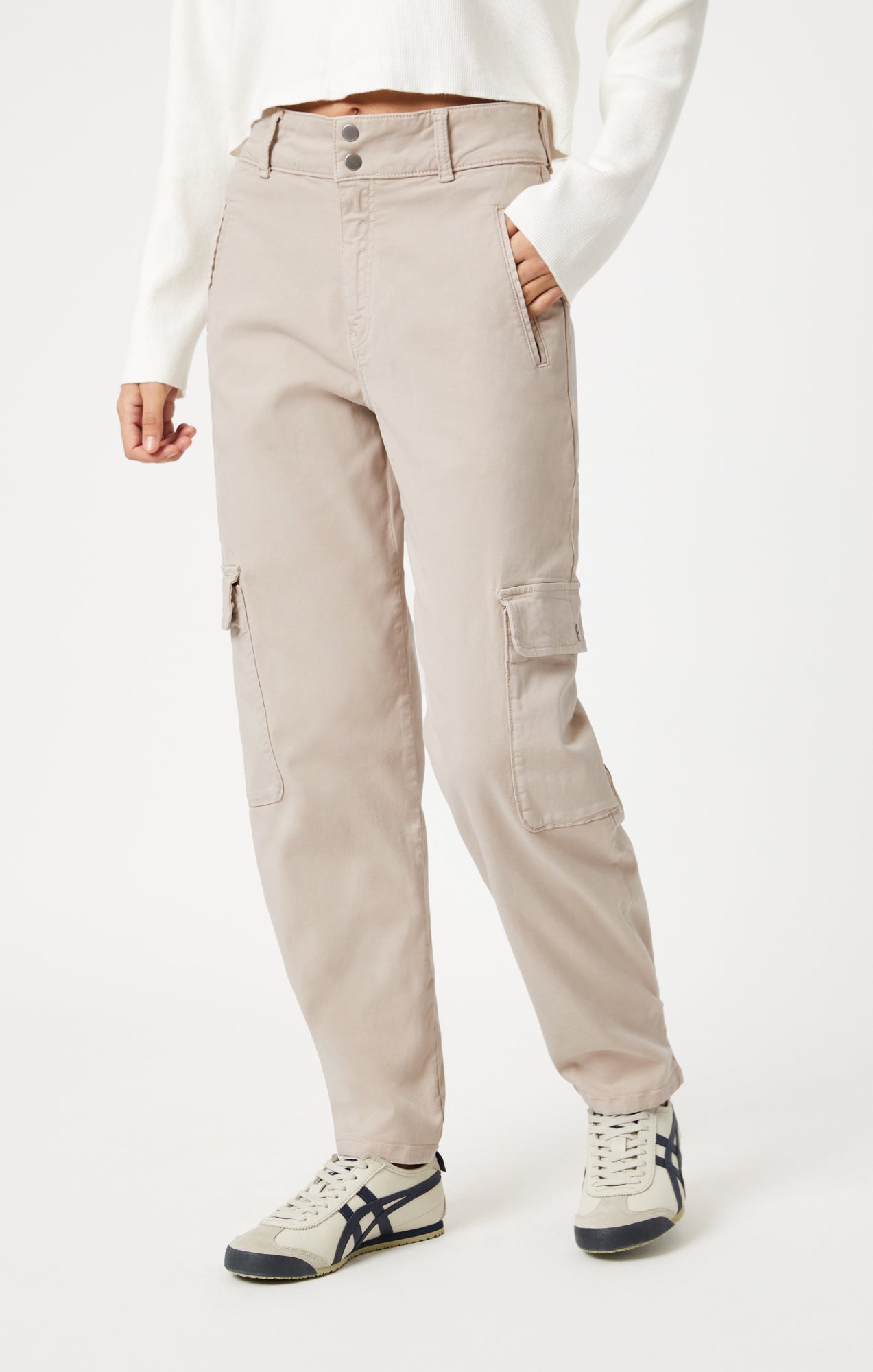 ELSIE CARGO PANTS IN SILVER GREY LUXE TWILL - Mavi Jeans