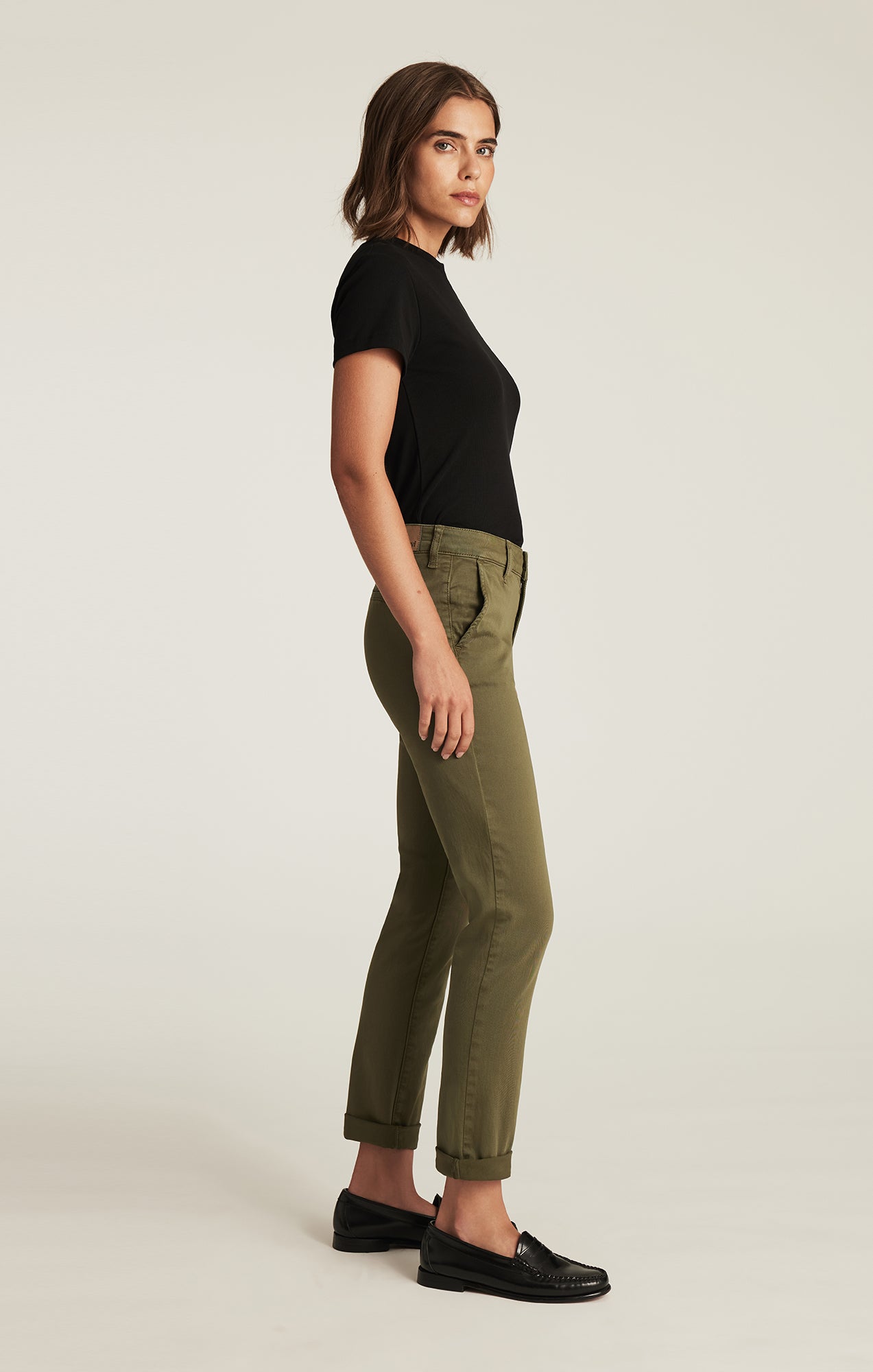 KATHLEEN SLIM BOYFRIEND IN DARK OLIVE CASUAL TWILL - Mavi Jeans