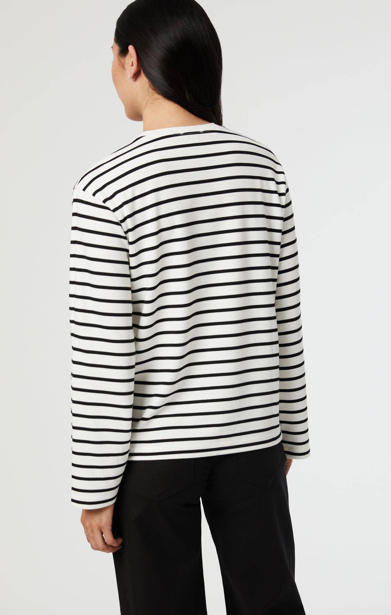 Mavi Women's Striped Long Sleeve Blouse In Black White Stripe