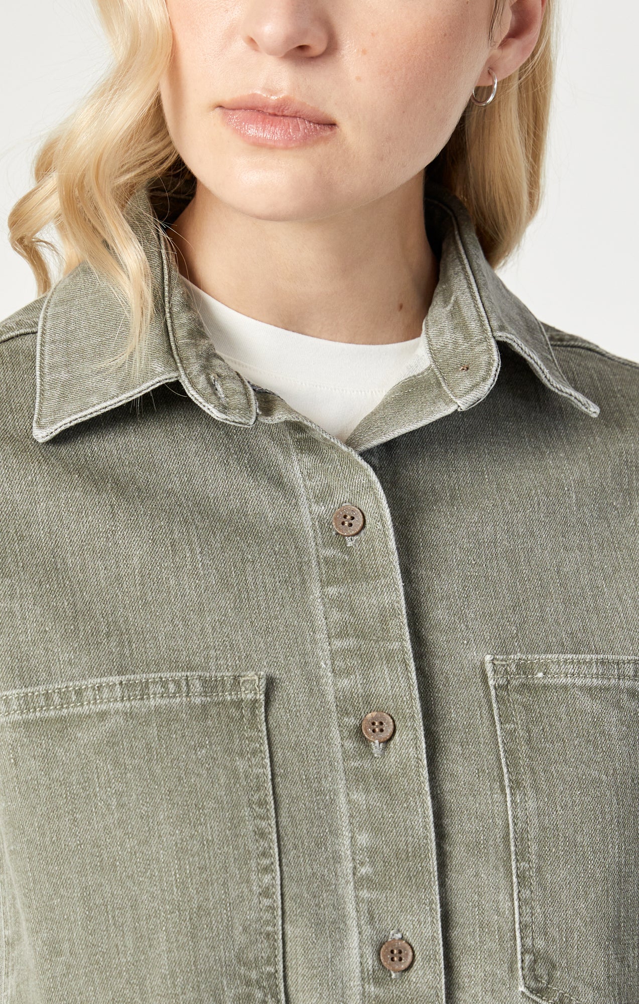 Mavi Women's Dina Denim Shirt In Green Natural Dye