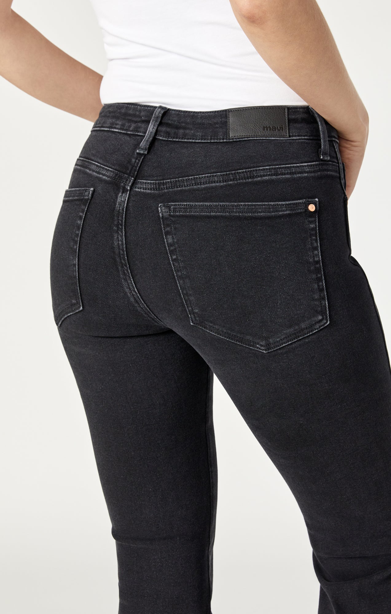 MARIA FRONT SLIT FLARE IN DEEP SMOKE FLEX BLUE - Mavi Jeans