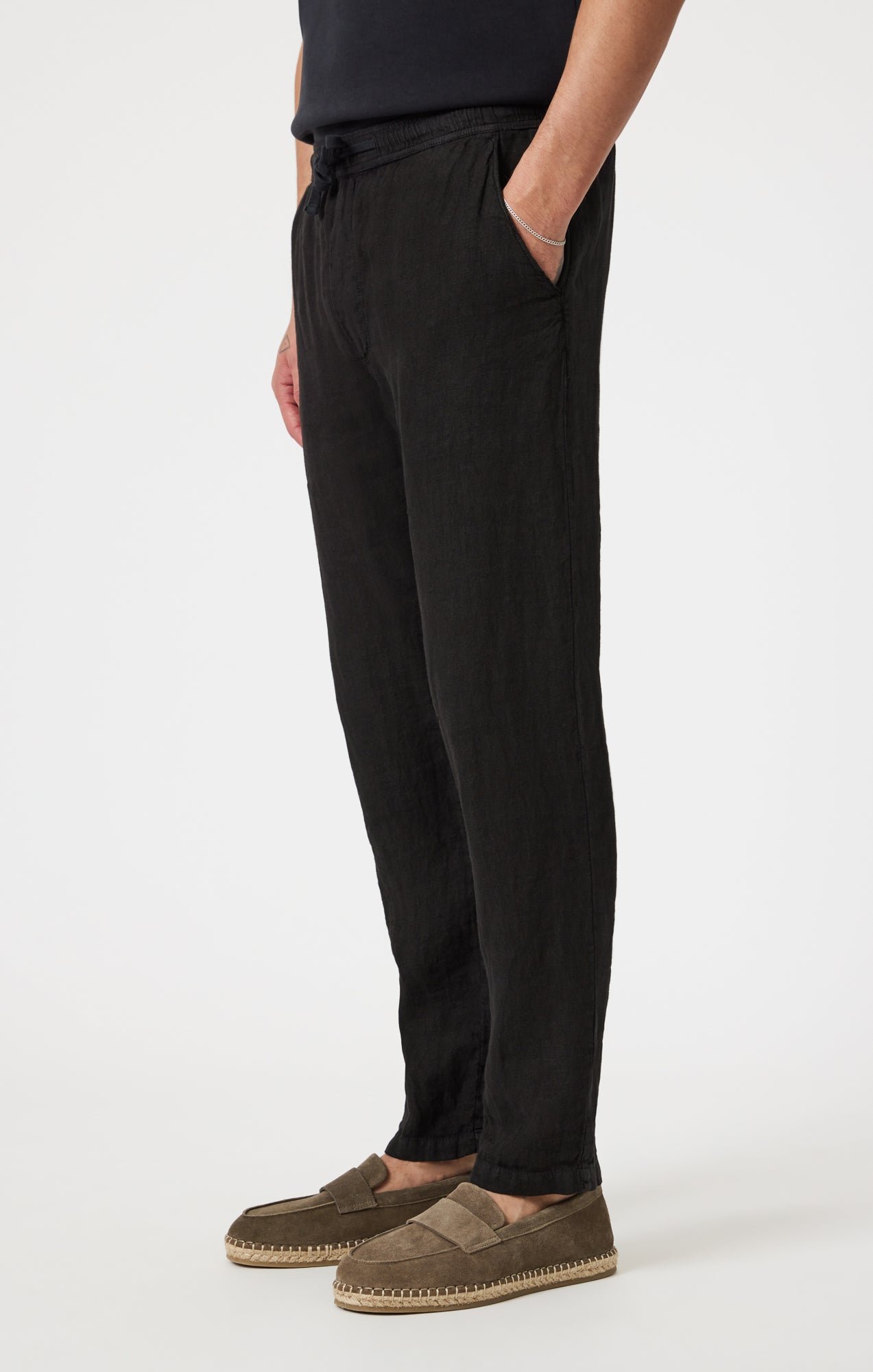 DRAWSTRING LINEN PANTS IN BLACK - Mavi Jeans