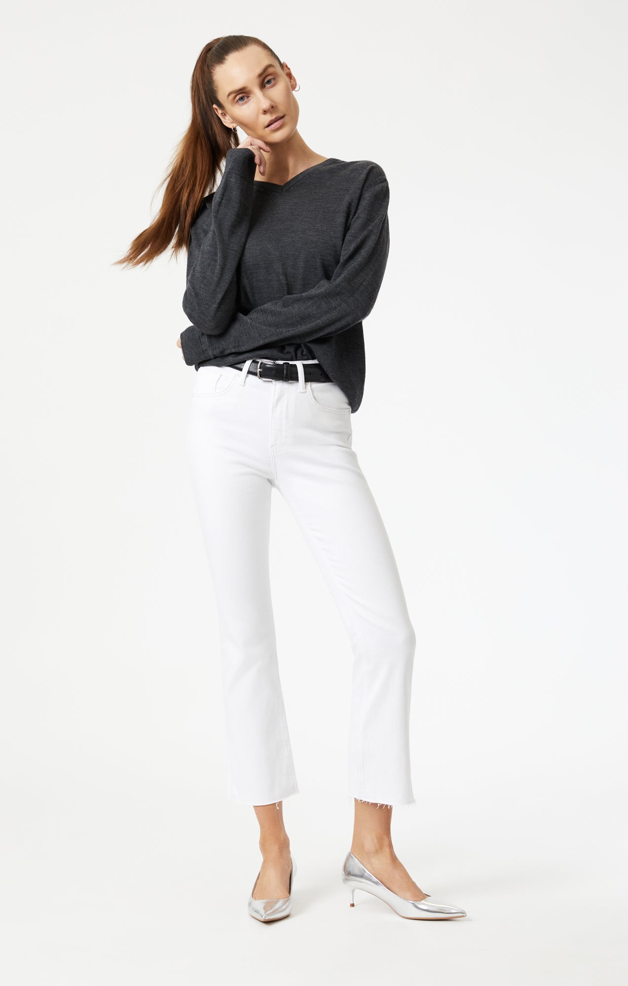 ANIKA CROP FLARE IN WHITE LA BLUE - Mavi Jeans