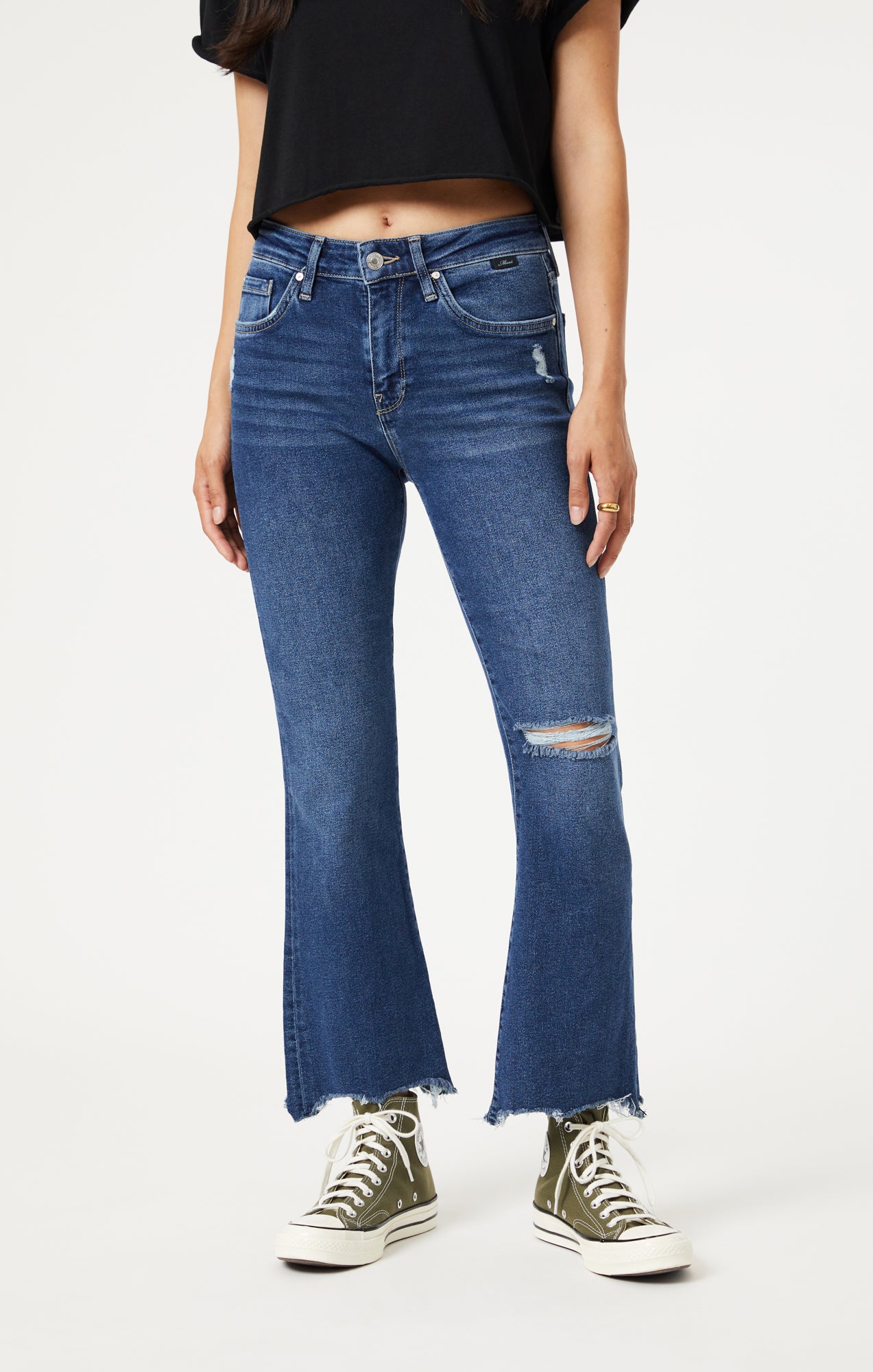 Cropped best sale destroyed jeans