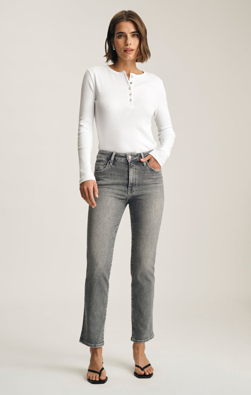 KENDRA STRAIGHT LEG IN GREY USED FLEX BLUE - Mavi Jeans