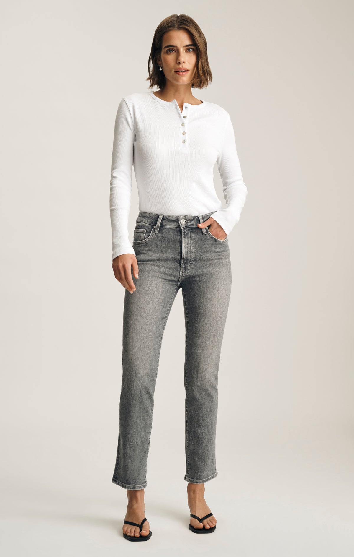 KENDRA STRAIGHT LEG IN GREY USED FLEX BLUE - Mavi Jeans